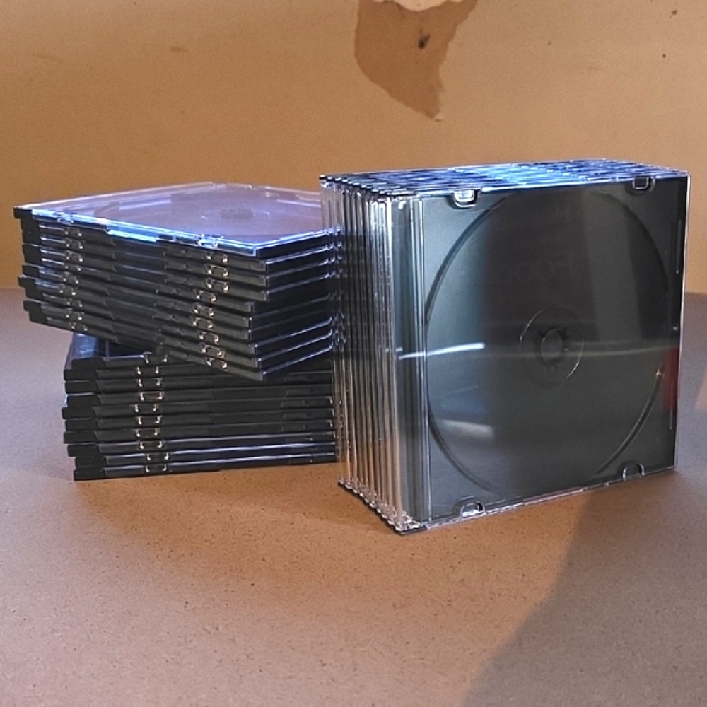 30 X New Thin Single Clear CD Jewel Cases Clear Front Black Back